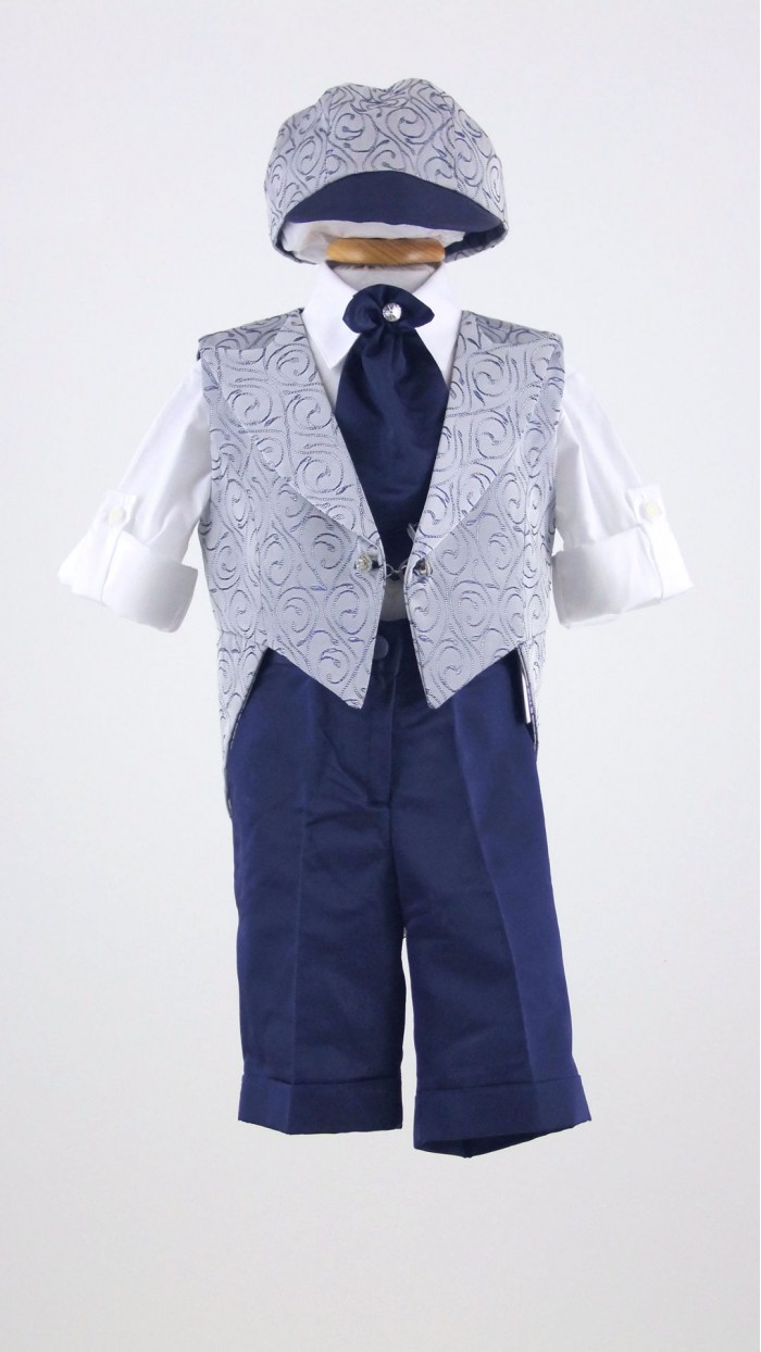 Abito Battesimo Neonato 3 Pezzi - Camicia, Gilet E Pantaloni In Cotone