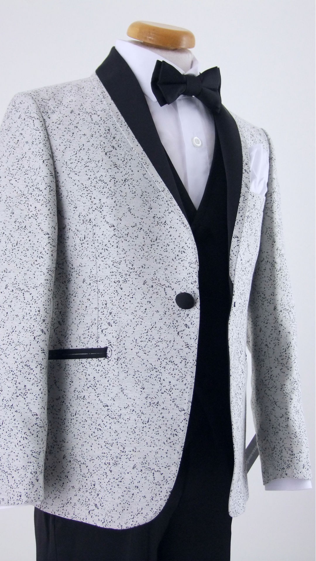 Completo Bambino Elegante Con Gilet E Papillon - Grigio Glen Plaid - Foto 12